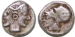 Greek Mysia. Lampsakos 470-450 BC. AR Obol