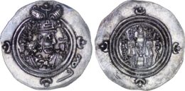 Sasanian empire. Khusrau II. AD 590-628. AR drachm, WYH mint, Year 26,