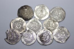 Group lot of 10 AR Sasanian Drachms of Khusrau II various types and mints