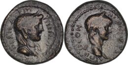 Roman Provincial.AEOLIS. Kyme. Nero, with Agrippina II (54 – 68). Æ