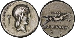 Roman Republic. L. Calpurnius Piso Frugi. 90 BC. AR Denarius. Rome mint.