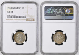 Great Britain. George V (1910-1936). AR 6 Pence. 1924